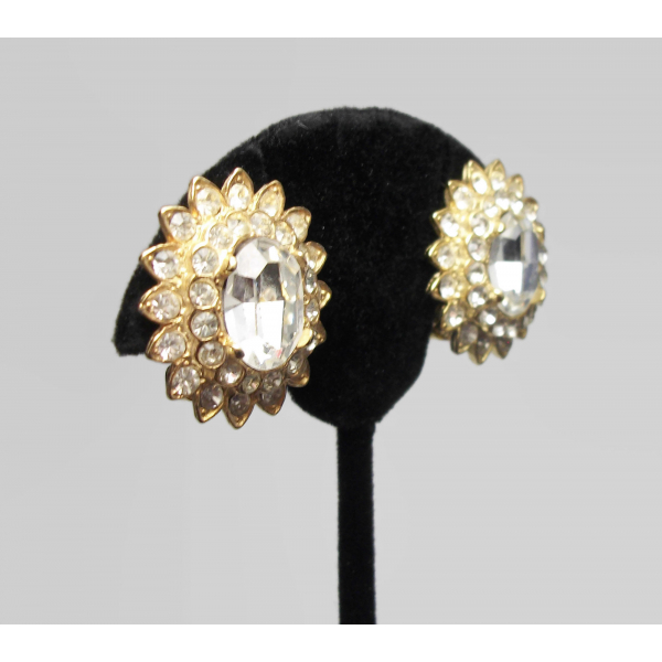 Clear crystal wedding earrings clip on