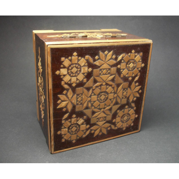 Russian wood inlay trinket box