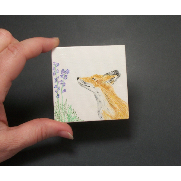 Fox art on miniature canvas