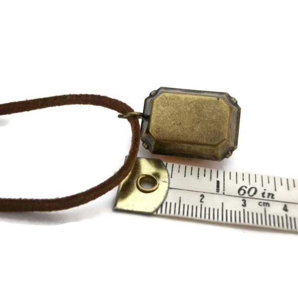 Vintage faux topaz brass filigree pendant on suede cord