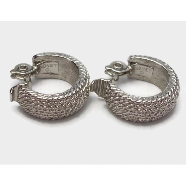 Monet silver hoop clip on earrings