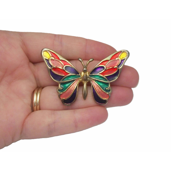 Vintage Enamel Butterfly Brooch Colorful Butterfly Lapel Pin Shawl Scarf Pin Red