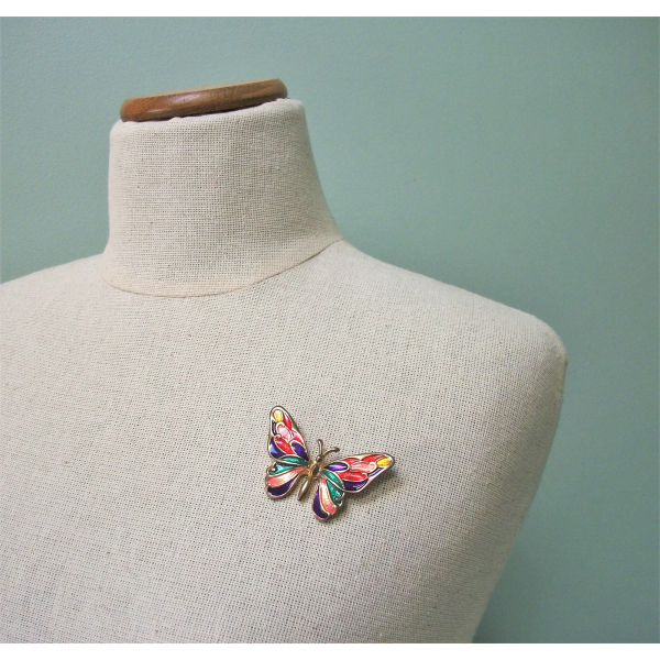 Vintage Butterfly Brooch Colorful Enamel Butterfly Pin Lapel Pin