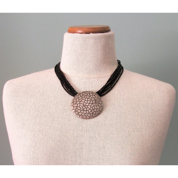 brutalist silver and black multistrand necklace