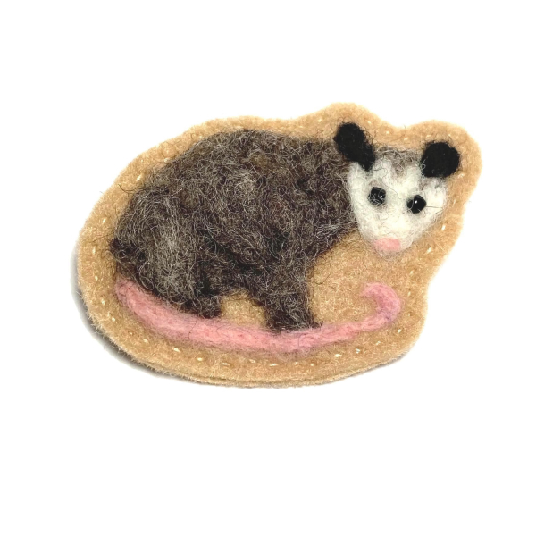 Needle Felted Opossum Brooch Possum Pin Felt and Wool Needle Felted Opossum Brooch Possum Lapel Pin Felt and Wool