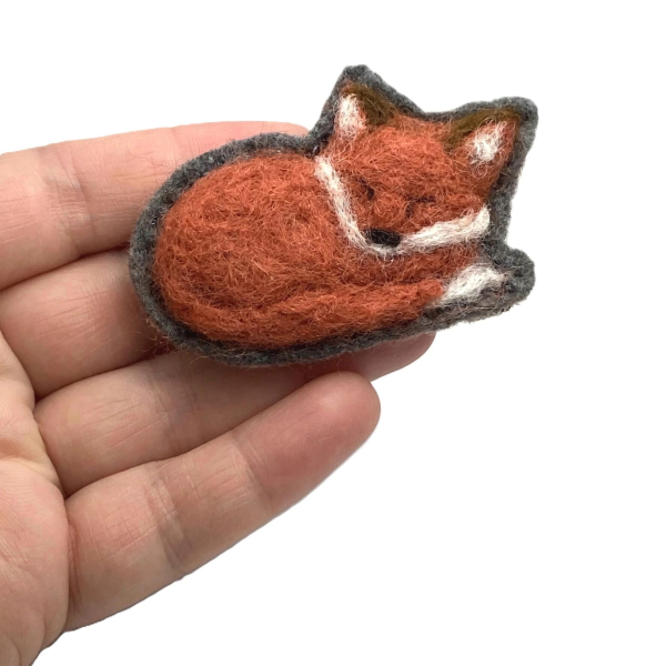 Needle Felted Fox Brooch Felt and Wool Fox Lapel Pin Handstitched Needle Felted Fox Brooch Felt and Wool Fox Lapel Pin Handstitched