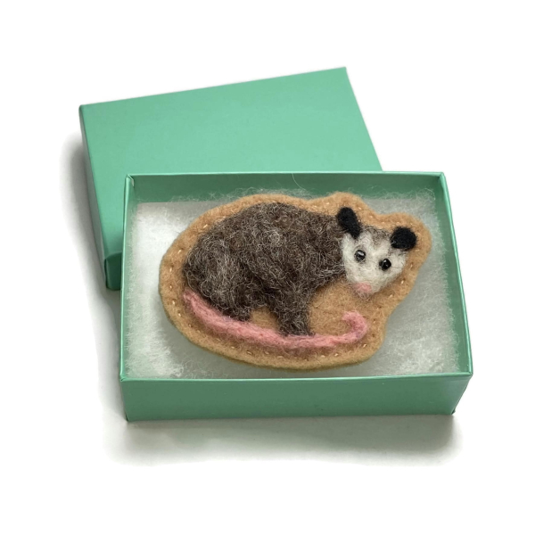 Needle Felted Opossum Brooch Possum Pin Felt and Wool Needle Felted Opossum Brooch Possum Pin Felt and Wool