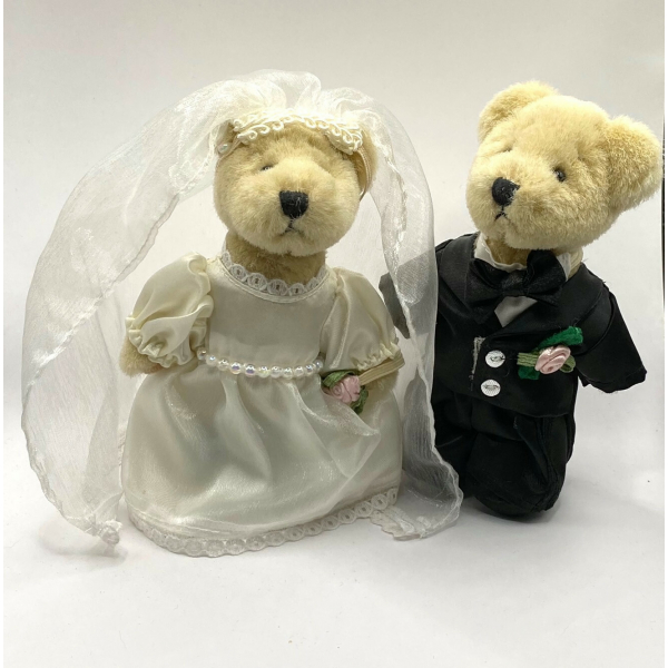 Vintage Ganz 2000 Bride and Groom Bears Stuffed Bear Wedding Plushies Plushie