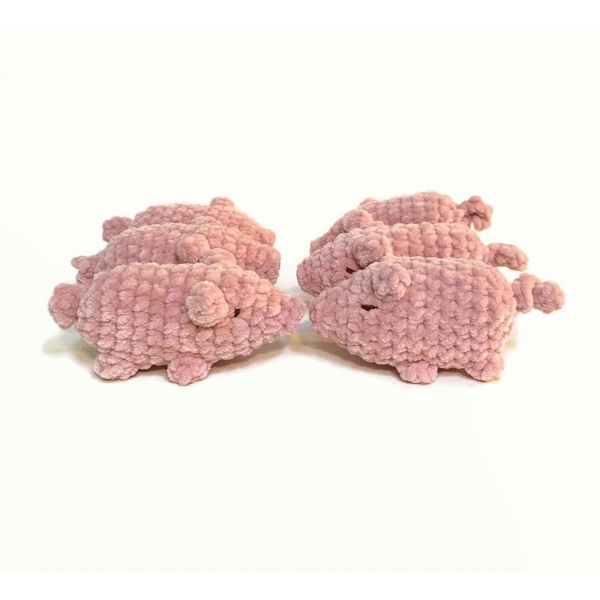 Amigurumi Crochet Pig Soft Chunky Yarn 6" long Piggy Plushie Softie Pocket Pig