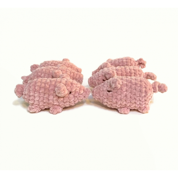 Amigurumi Crochet Pig Soft Chunky Yarn 6" long Piggy Plushie Softie Pocket Pig