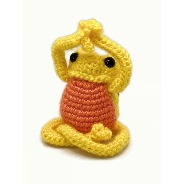 Amigurumi Crochet Frog Yellow with Posable Limbs Yoga Frog