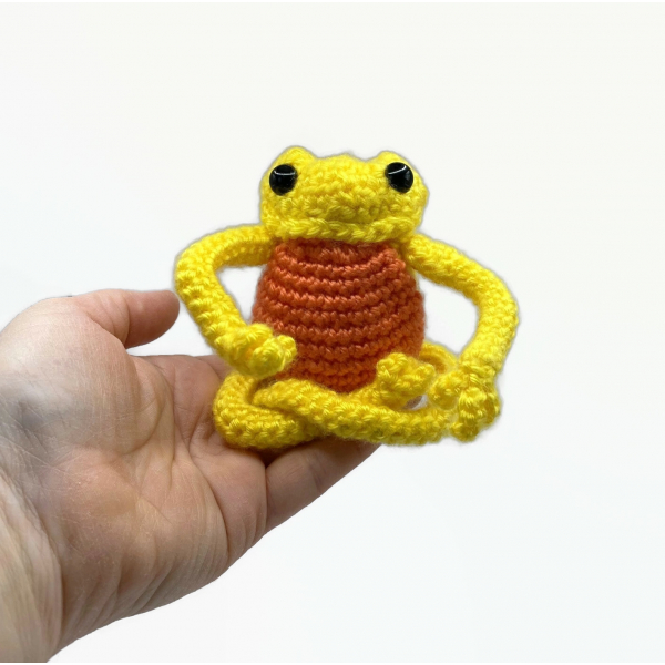 Amigurumi Crochet Frog Yellow with Posable Limbs Yoga Frog