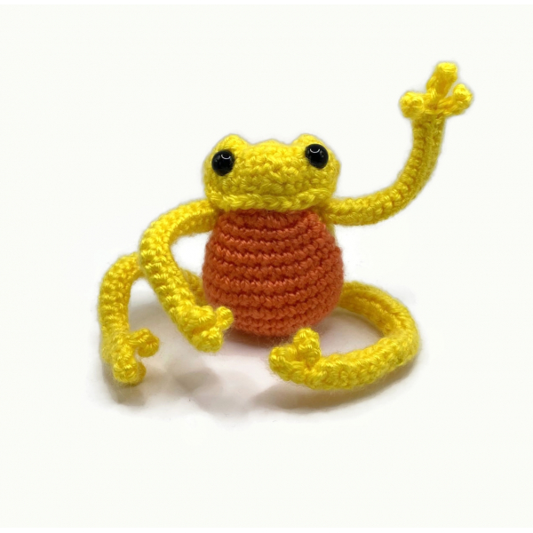 Amigurumi Crochet Frog Yellow with Posable Limbs Yoga Frog