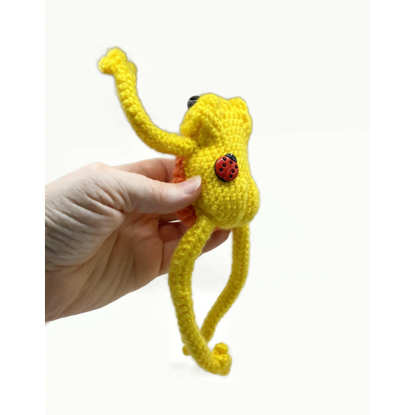 Amigurumi Crochet Frog Yellow with Posable Limbs Yoga Frog