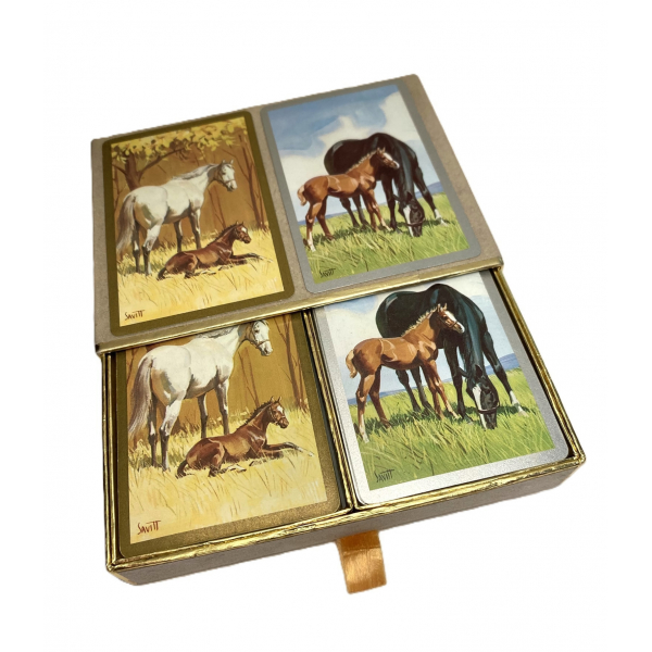 Vintage Congress Playing Cards Sam Savitt Horses and Foals Double Deck Complete