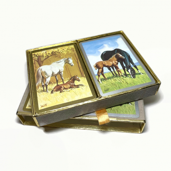 Vintage Congress Playing Cards Sam Savitt Horses and Foals Double Deck Complete