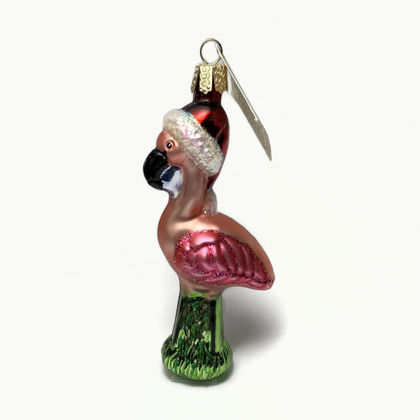 Vintage Old World Christmas Yard Flamingo Glass Christmas Ornament 2003