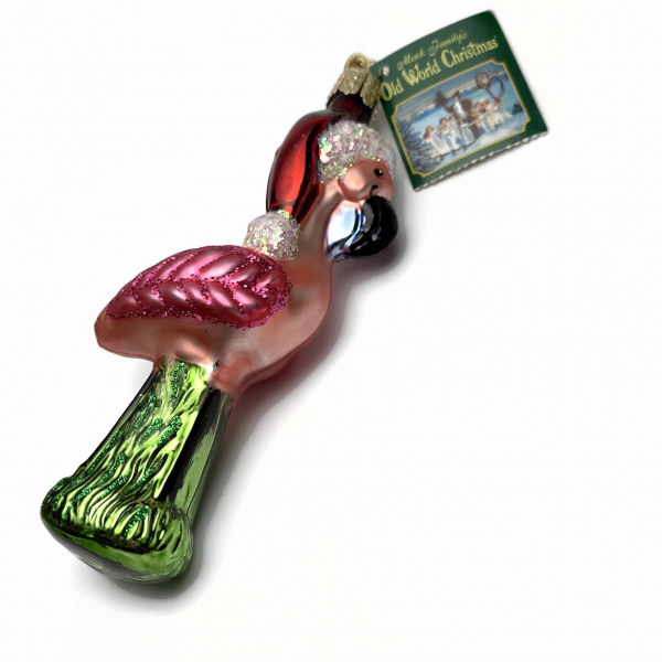 Vintage Old World Christmas Yard Flamingo Glass Christmas Ornament 2003