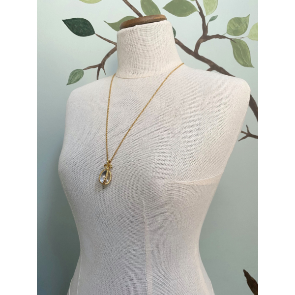 Joan Rivers Crystal Faberge Egg Pendant Necklace Faberge Collection 26" Chain