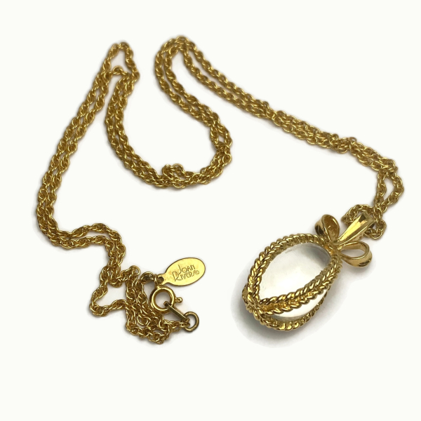 Joan Rivers Crystal Faberge Egg Gold Pendant Necklace Faberge Collection 26"