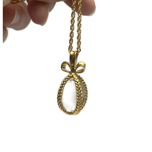 Joan Rivers Crystal Faberge Egg Gold Pendant Necklace Faberge Collection 26" Chain Joan Rivers Crystal Faberge Egg Gold Pendant Necklace Faberge Collection