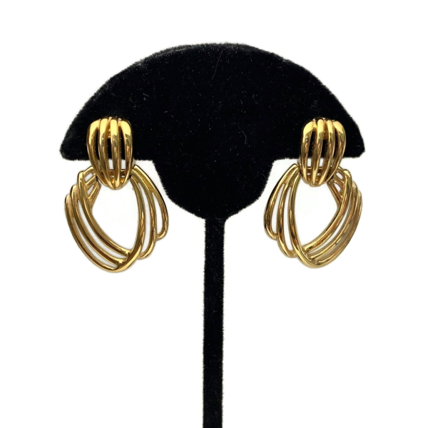 Vintage Monet Gold Doorknocker Earrings Dangle Earrings Door Knocker Style Vintage Monet Gold Doorknocker Earrings Dangle Earrings Door Knocker Style
