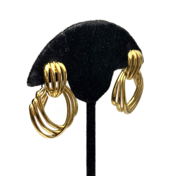 Vintage Monet Gold Dangle Earrings Doorknocker Earrings Door Knocker Style Vintage Monet Gold Dangle Earrings Doorknocker Earrings Door Knocker Style