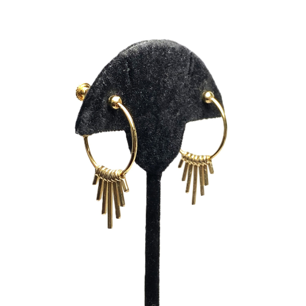 Vintage Napier Gold Hoop Fringe Clip on Earrings