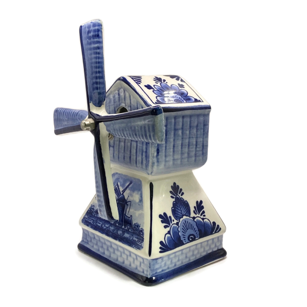Vintage Delft Blue Windmill Music Box Ceramic Plays "Tulips From Amsterdam"