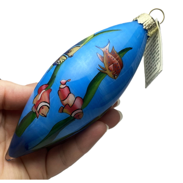 Vintage Old World Christmas Sea Fish Glass Ornament Inside Art 2001 Vintage Old World Christmas Sea Fish Glass Ornament Inside Art 2001