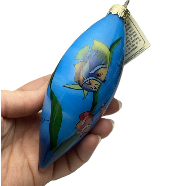 Vintage Old World Christmas Sea Fish Glass Ornament Inside Art 2001 Vintage Old World Christmas Sea Fish Glass Ornament Inside Art 2001