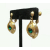 Vintage Brushed Gold and Emerald Green Crystal Dangle Clip on Earrings