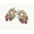 Vintage White Celluloid Pink Rhinestone Flower Clip on Earrings Pink and White