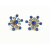Vintage Coro Blue Rhinestone Screw Back Clip on Earrings Gold Floral Starburst