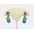 Vintage Blue and Green Crystal Bead Dangle Clip on Earrings Drop Earrings