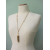 Vintage Long Open Bezel Cone Shaped Crystal Tassel Pendant Necklace Gold Chain