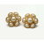 Vintage Napier Pearl Cabochon Floral Clip on Earrings Gold Adjustable Screws