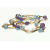 Vintage Purple Blue and Clear Crystal Beaded Necklace with Gold Bar Link Chain Open Crystal Beads Long 34" Vintage Purple Blue and Clear Crystal Bead Necklace with Gold 34 inch Chain