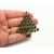 Vintage Green and Red Enamel Christmas Tree Brooch Pin Antiqued Gold