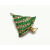 Vintage Gold and Sparkly Green Enamel and Clear Rhinestone Christmas Tree Brooch