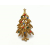 Vintage Signed ART Gold Rhinestone Christmas Tree Brooch Lapel Pin Colorful