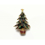 Vintage Enamel Christmas Tree Brooch Gold with Green and Red Enamel