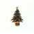 Vintage Enamel Christmas Tree Brooch Gold with Green and Red Enamel