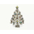 Vintage Rhodium Plated Silver Christmas Tree Brooch Pin with AB Crystals