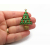 Small Vintage Gold and Enamel Christmas Tree Pin Brooch Lapel Pin Green with Red