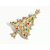 Vintage Gold Christmas Tree Brooch Pin with Multicolored Rhinestones
