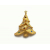 Vintage JJ Jonette Brushed Gold Christmas Tree Brooch Pin Rhinestone Accents
