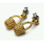 Vintage Tiny Gold Basket Dangle Earrings for Pierced Ears Easter Basket Drops