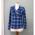Vintage Ralph Lauren Chaps Blue Plaid Ruffle Women's Shirt Top Lace Up V-Neck