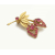 Vintage Pink Crystal Gold Floral Brooch Gold & Pink Rhinestone Flower Lapel Pin